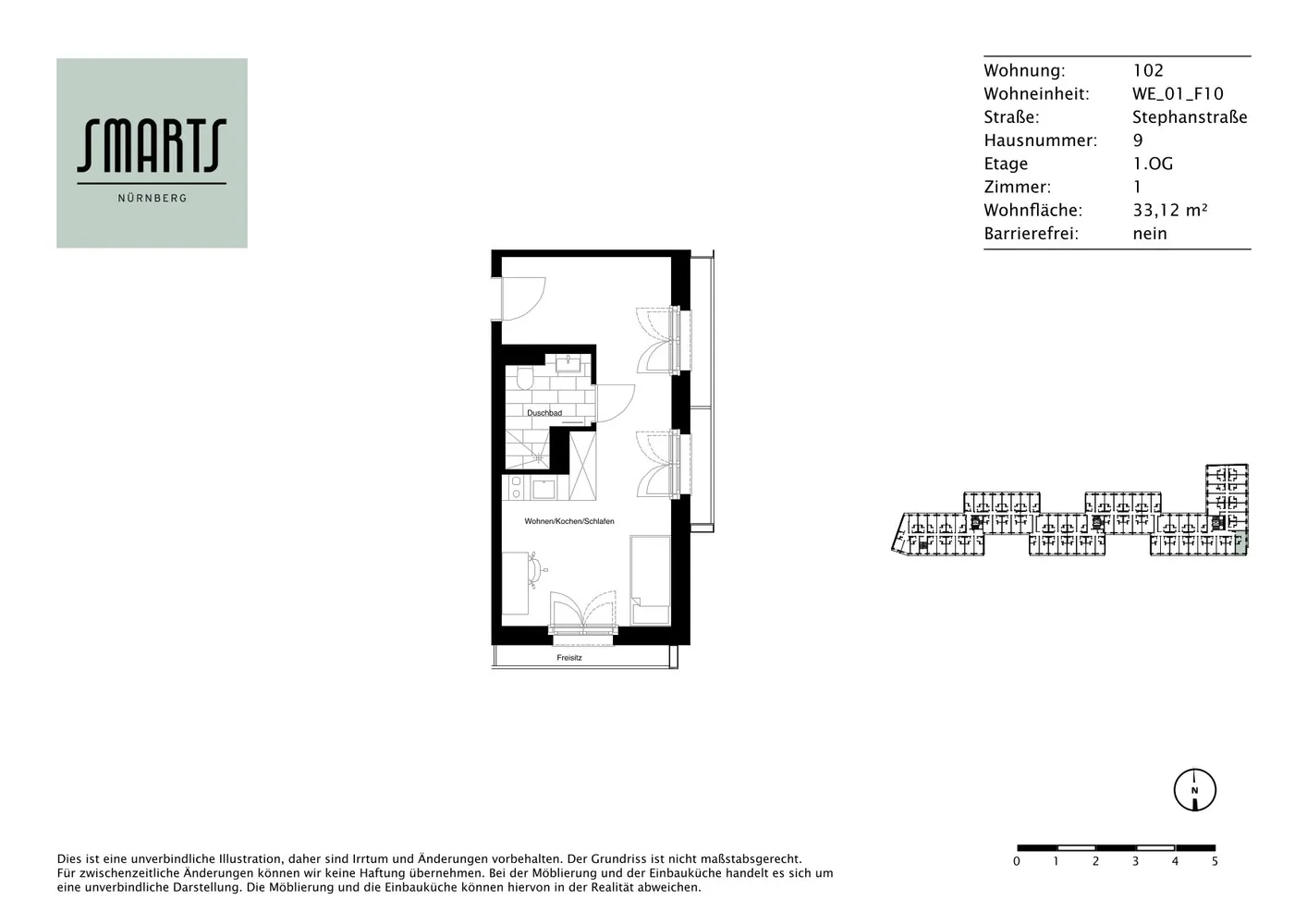 1 Zimmer Wohnung mit 33 m² in Nürnberg – Bild 4