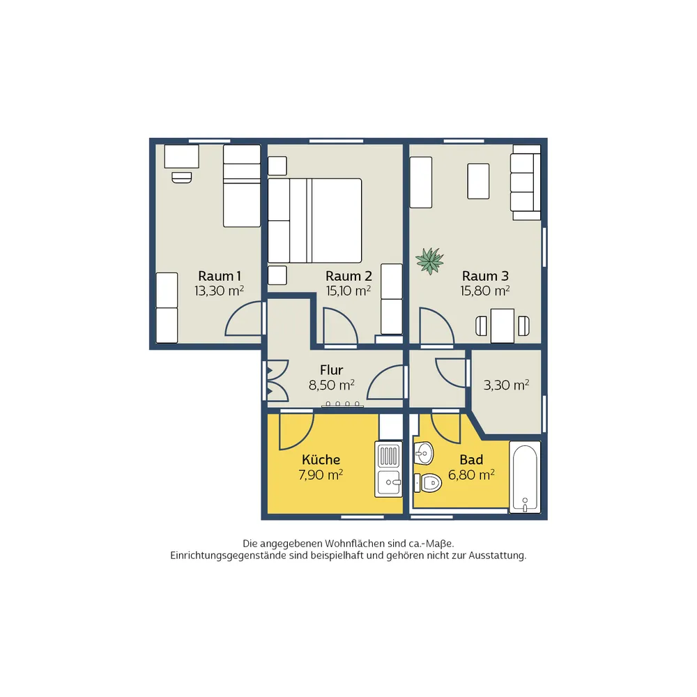 3 Zimmer Wohnung mit 70 m² in Leipzig – Bild 2