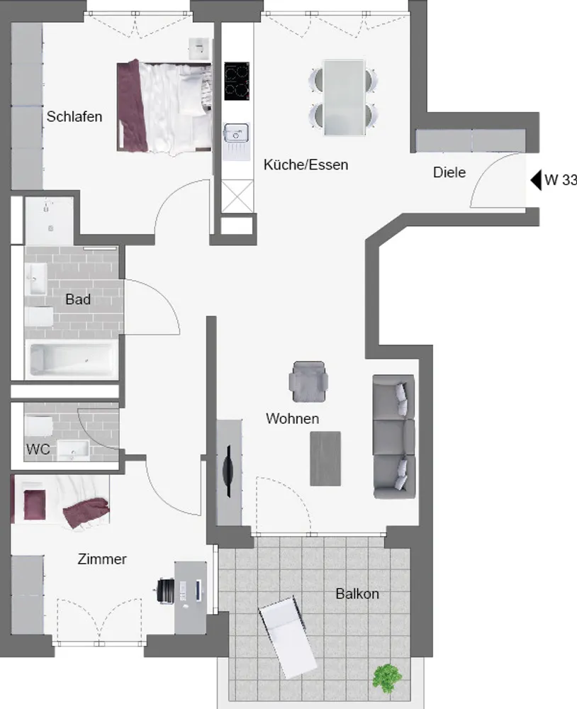 3 Zimmer Wohnung mit 76 m² in Stuttgart – Bild 2
