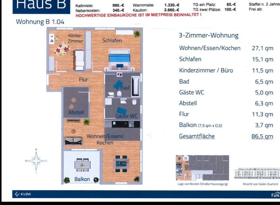 3 Zimmer Wohnung mit 87 m² in Kehl – Bild 3