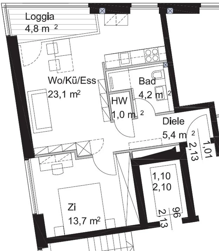 2 room apartment with 50 m² in Cologne – Photo 3