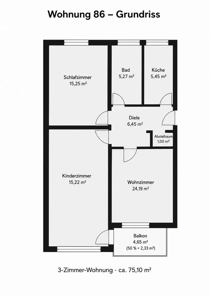 3 Zimmer Wohnung mit 75 m² in Fürstenfeldbruck – Bild 3