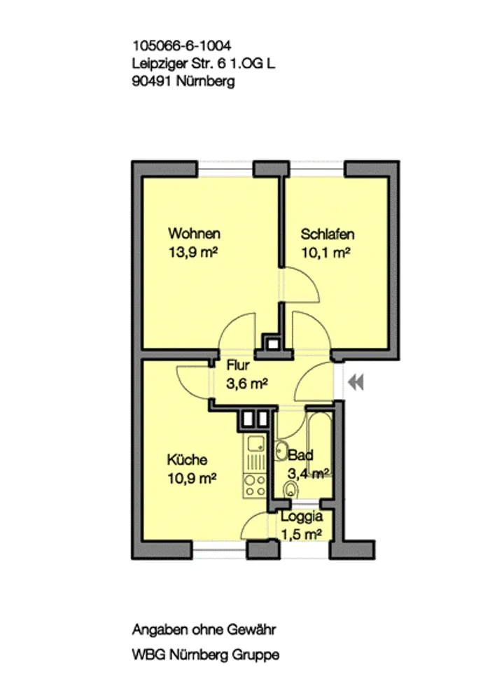 2 Zimmer Wohnung mit 43 m² in Nürnberg – Bild 3