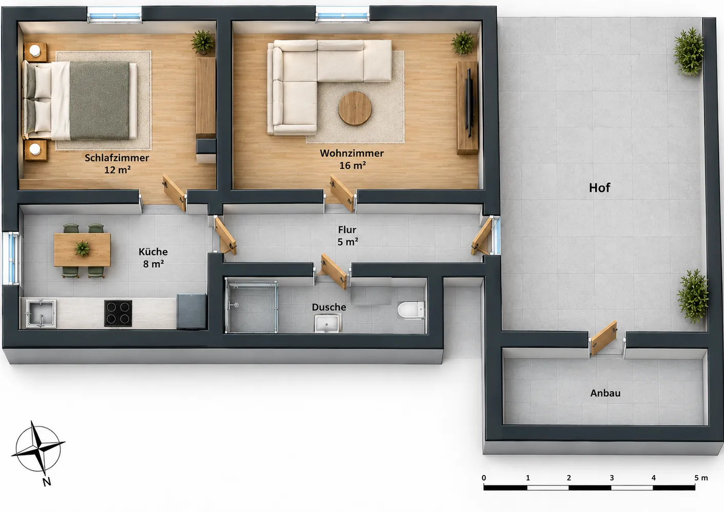 2 Zimmer Haus mit 42 m² in Wiesbaden – Bild 2