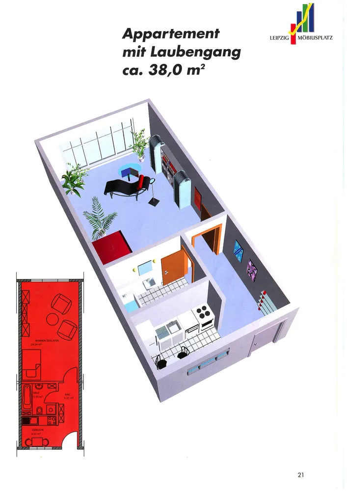 1 Zimmer Wohnung mit 38 m² in Leipzig – Bild 1