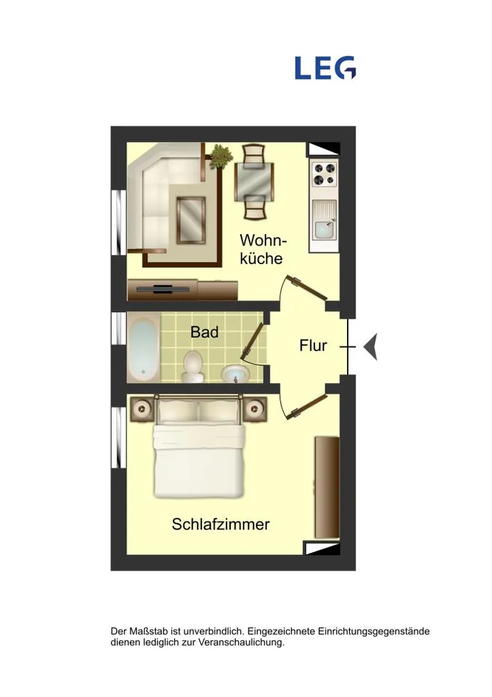 1 room apartment with 29 m² in Bielefeld – Photo 2