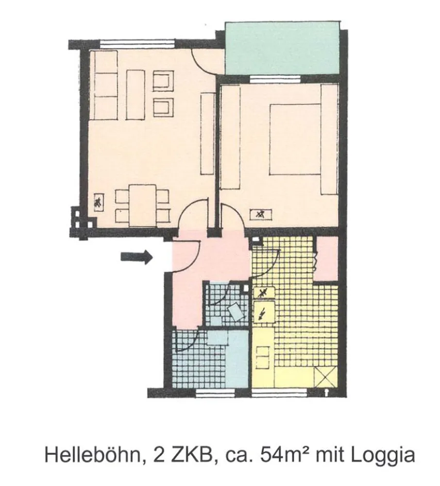 2 Zimmer Wohnung mit 55 m² in Kassel – Bild 2