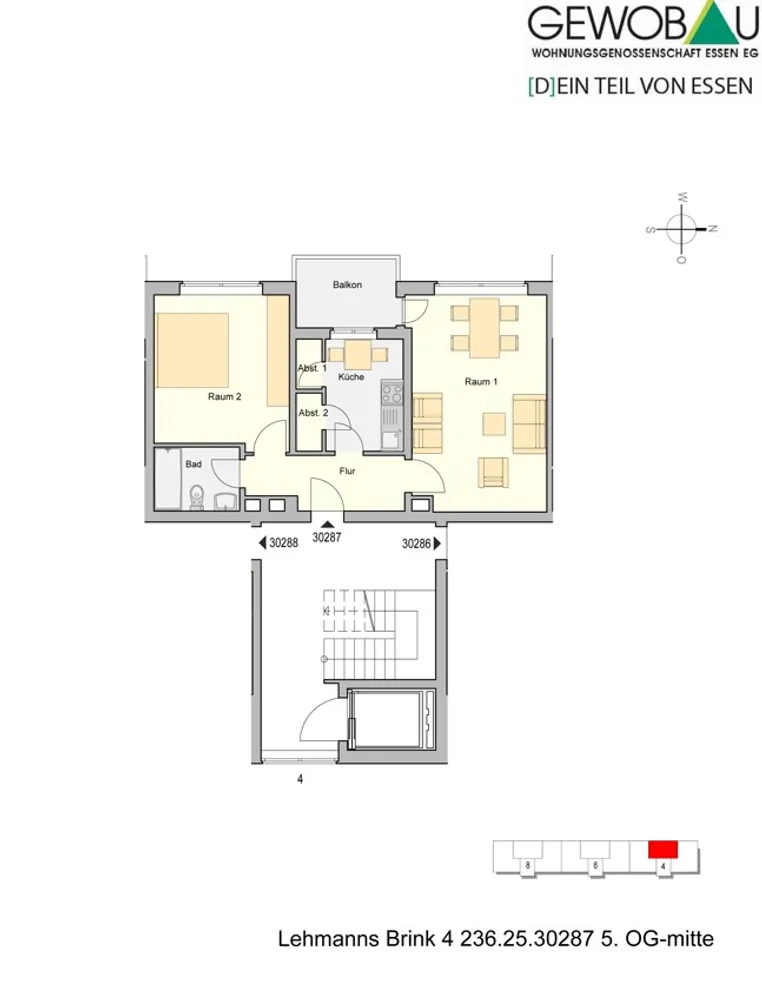 2 room apartment with 58 m² in Essen – Photo 1