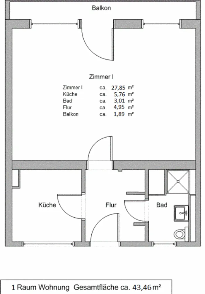 1 Zimmer Wohnung mit 43 m² in Stralsund – Bild 3
