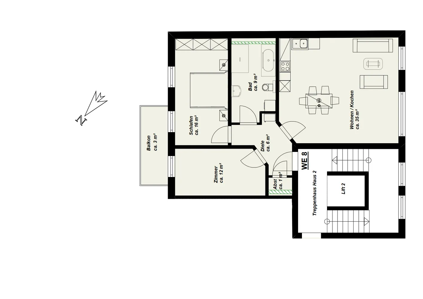 3 Zimmer Wohnung mit 81 m² in Schwerin – Bild 3