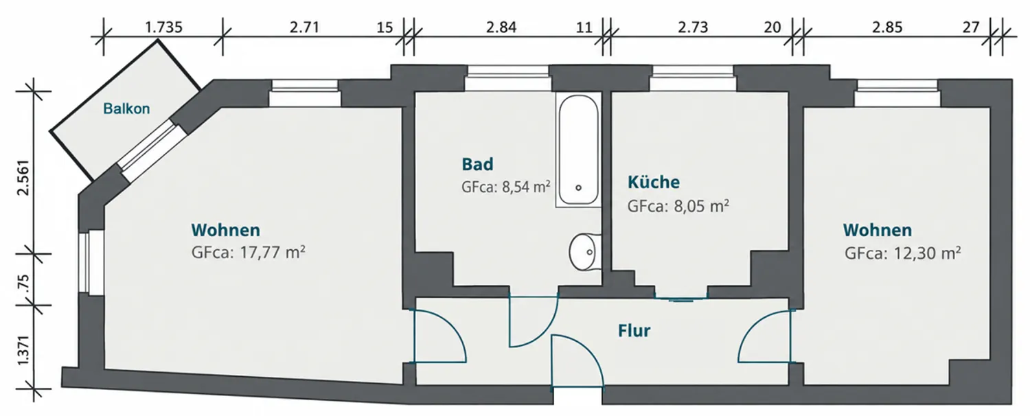2 Zimmer Wohnung mit 54 m² in Leipzig – Bild 2