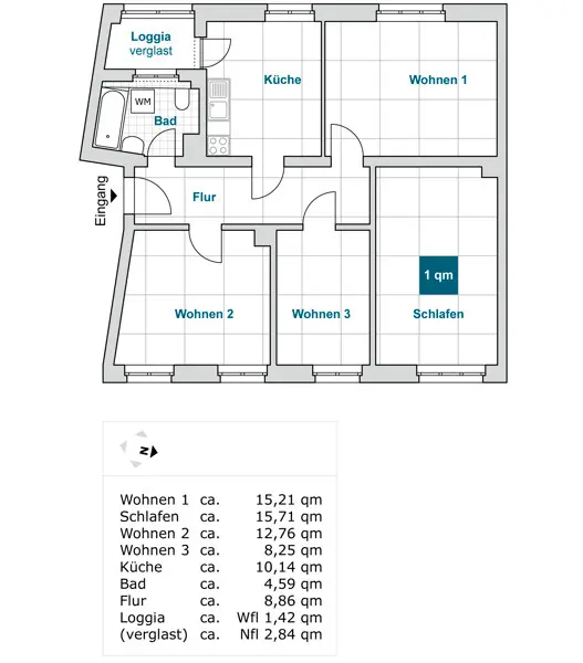 4 Zimmer Wohnung mit 76 m² in Dresden – Bild 5