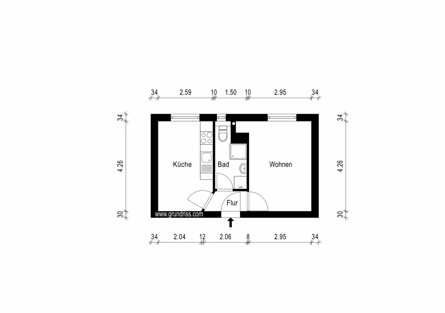 1 Zimmer Wohnung mit 29 m² in Magdeburg – Bild 2