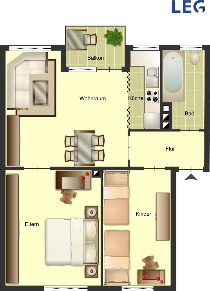 3 Zimmer Wohnung mit 48 m² in Duisburg – Bild 2
