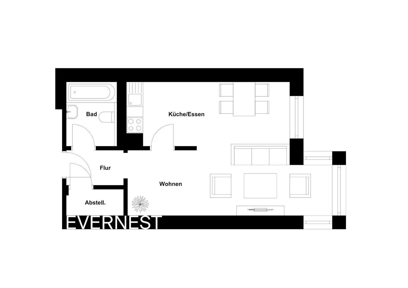 2 Zimmer Wohnung mit 38 m² in Bielefeld – Bild 2