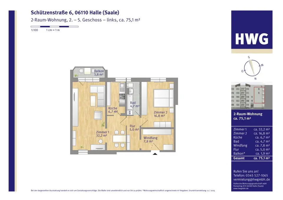 2 Zimmer Wohnung mit 80 m² in Halle (Saale) – Bild 3