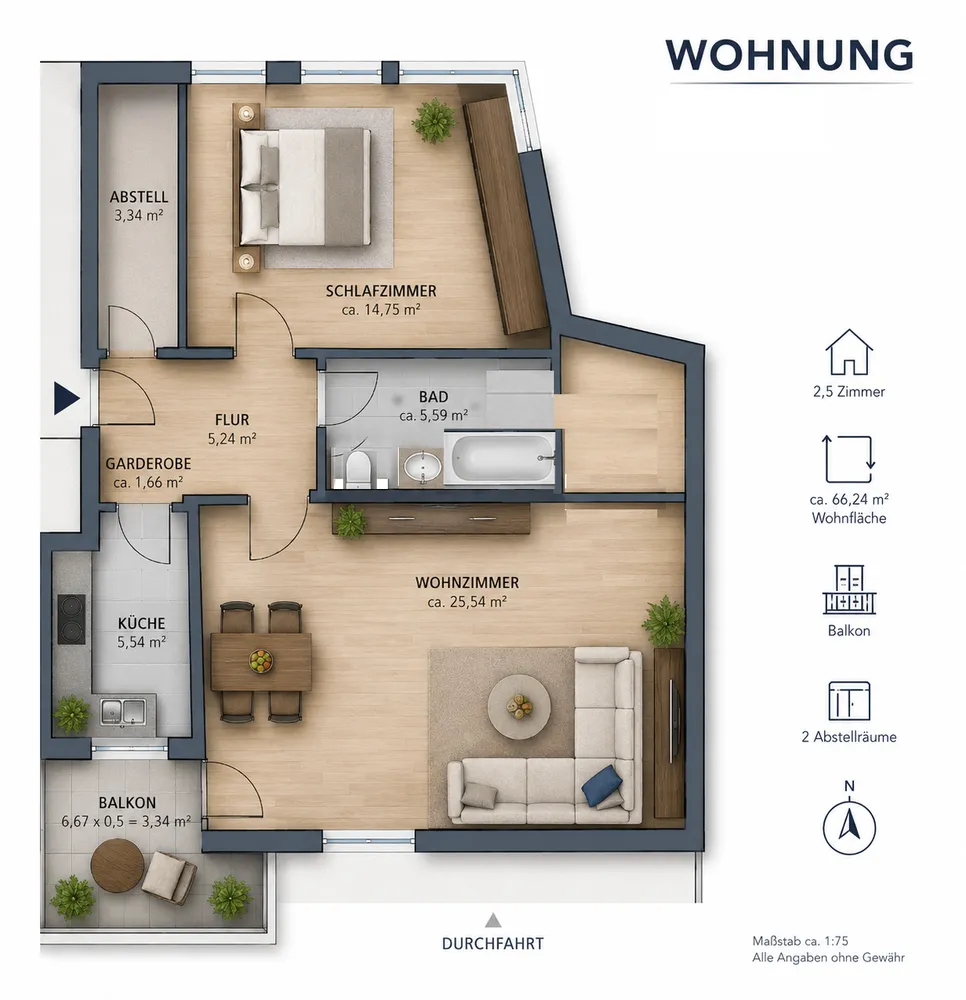 2 room apartment with 70 m² in Magdeburg – Photo 2