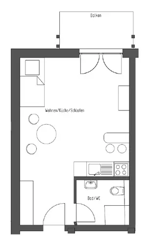 1 room apartment with 32 m² in Dresden – Photo 2