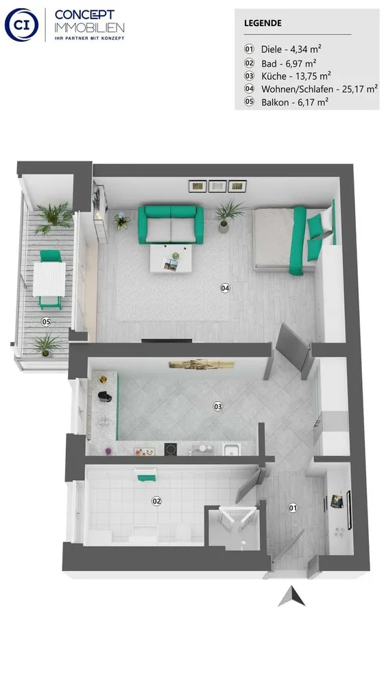 2 Zimmer Wohnung mit 53 m² in Köln – Bild 6