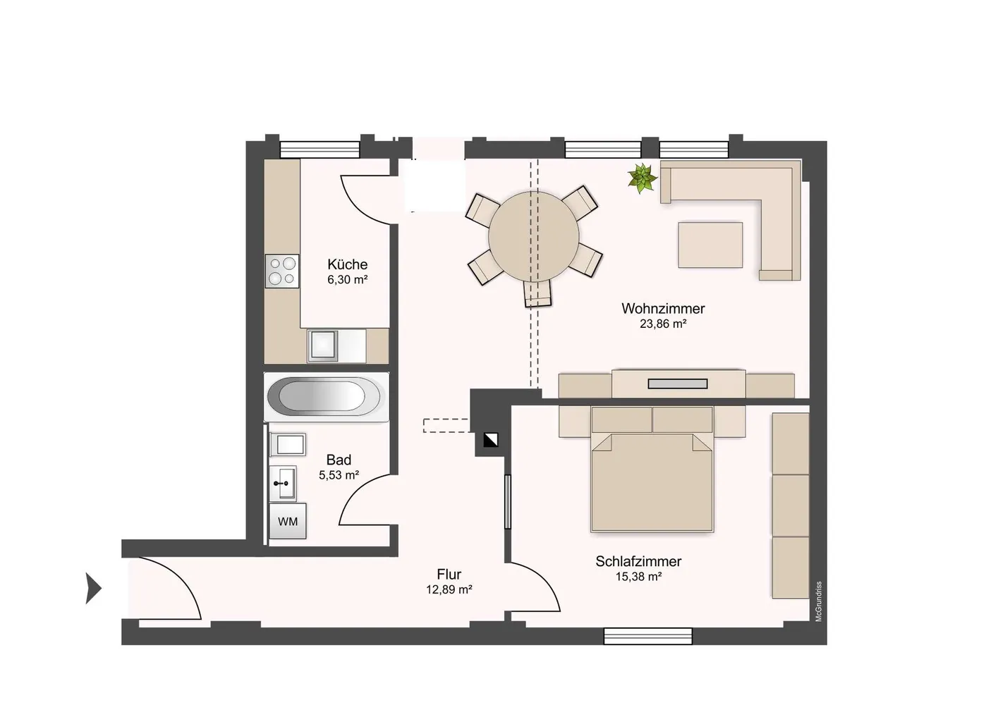 2 Zimmer Wohnung mit 67 m² in Dresden – Bild 2