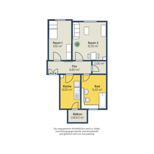 2 Zimmer Wohnung mit 55 m² in Leipzig – Bild 2