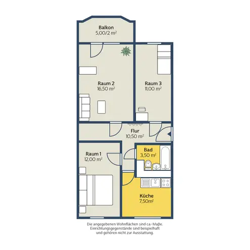 3 Zimmer Wohnung mit 63 m² in Leipzig – Bild 2