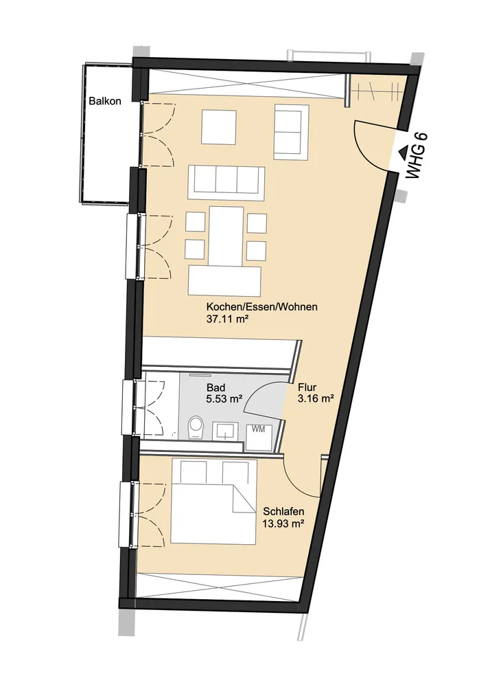2 room apartment with 62 m² in Frankfurt am Main – Photo 3