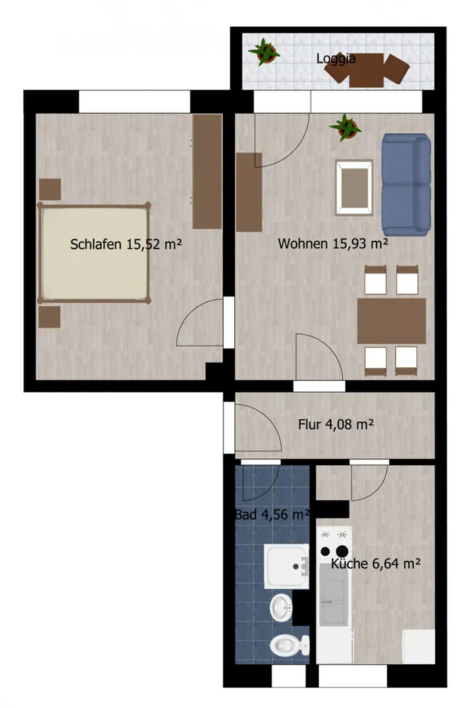2 Zimmer Wohnung mit 48 m² in Coswig – Bild 2