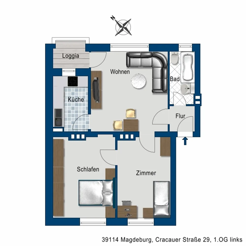 3 room apartment with 60 m² in Magdeburg – Photo 2