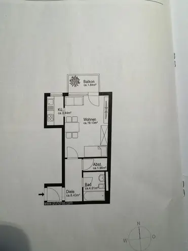 1 Zimmer Wohnung mit 37 m² in München – Bild 2