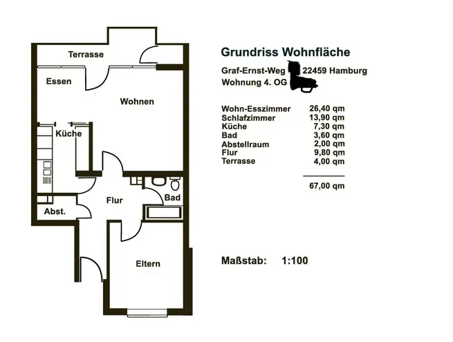 2 Zimmer Wohnung mit 67 m² in Hamburg – Bild 2