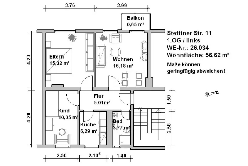 3 Zimmer Wohnung mit 57 m² in Minden – Bild 10