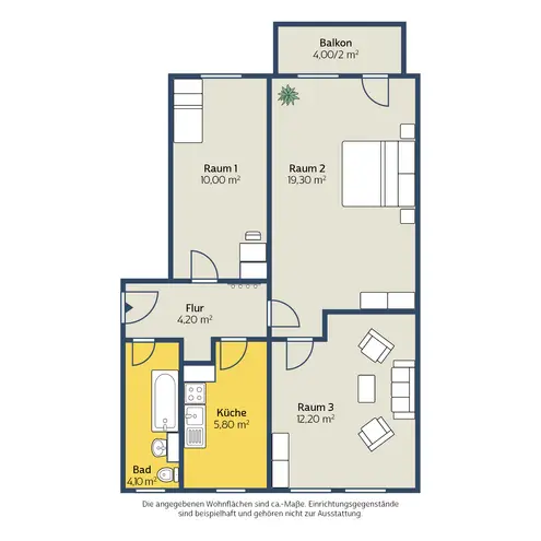3 Zimmer Wohnung mit 58 m² in Leipzig – Bild 2