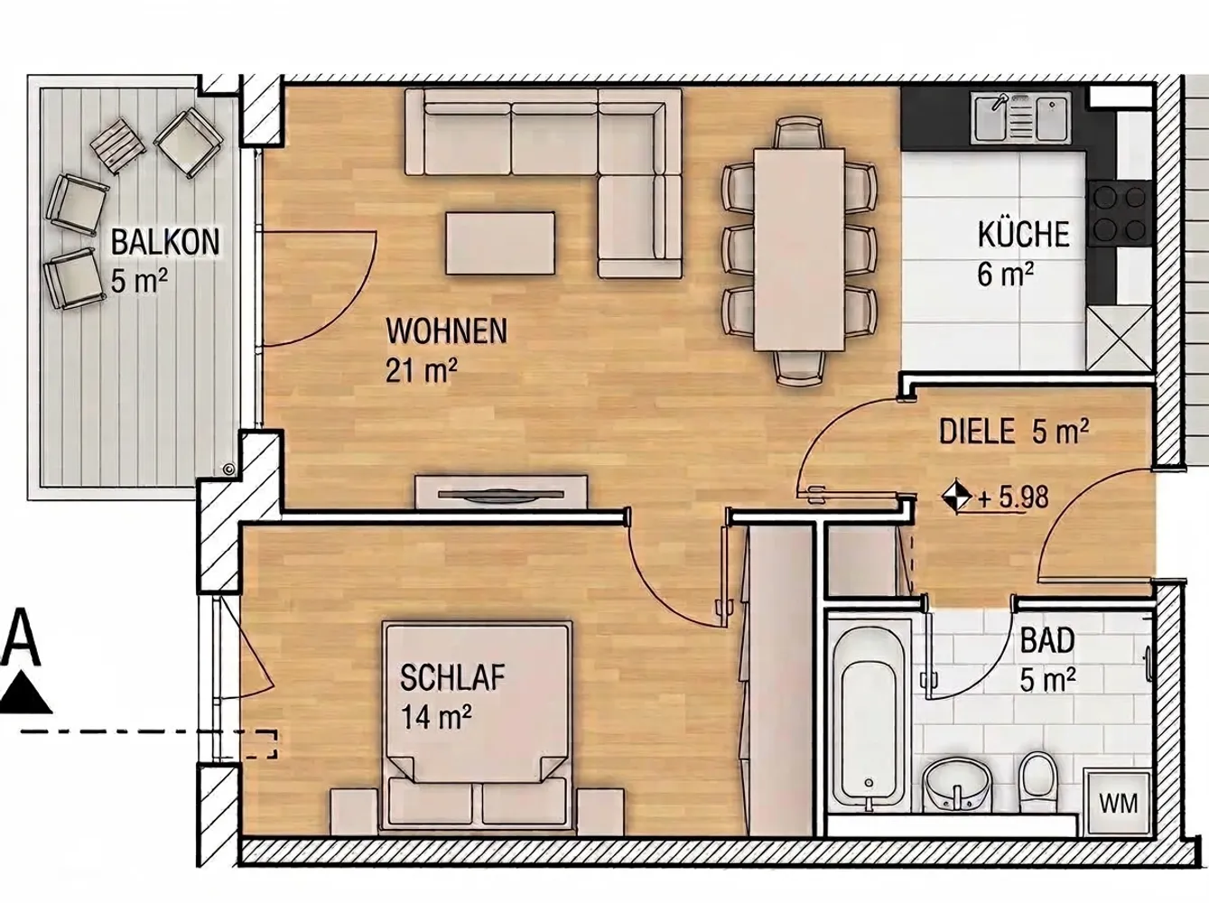 2 Zimmer Wohnung mit 53 m² in München – Bild 3