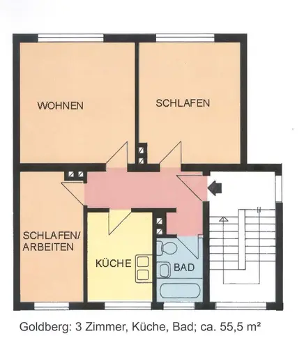 3 Zimmer Wohnung mit 56 m² in Kassel – Bild 2