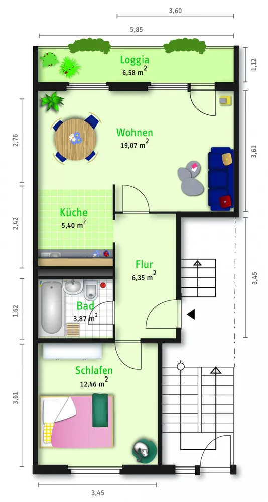 2 Zimmer Wohnung mit 50 m² in Halle (Saale) – Bild 2