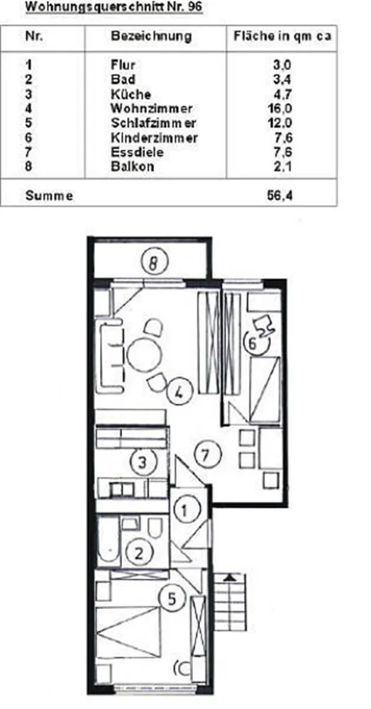 3 Zimmer Wohnung mit 56 m² in Schwarzenberg – Bild 2