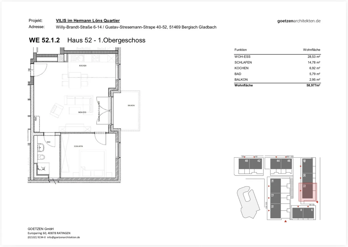 2 Zimmer Wohnung mit 59 m² in Bergisch Gladbach – Bild 1