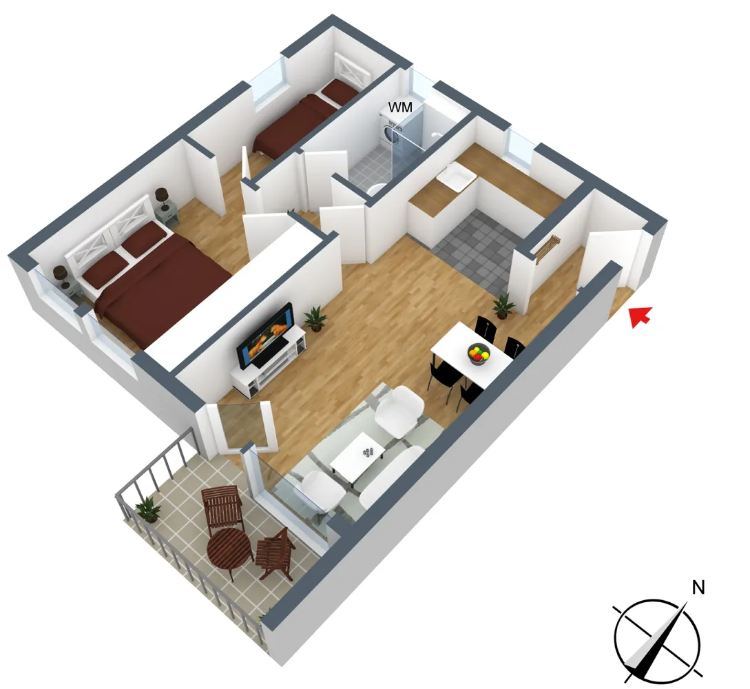 3 Zimmer Wohnung mit 58 m² in Hamburg – Bild 1