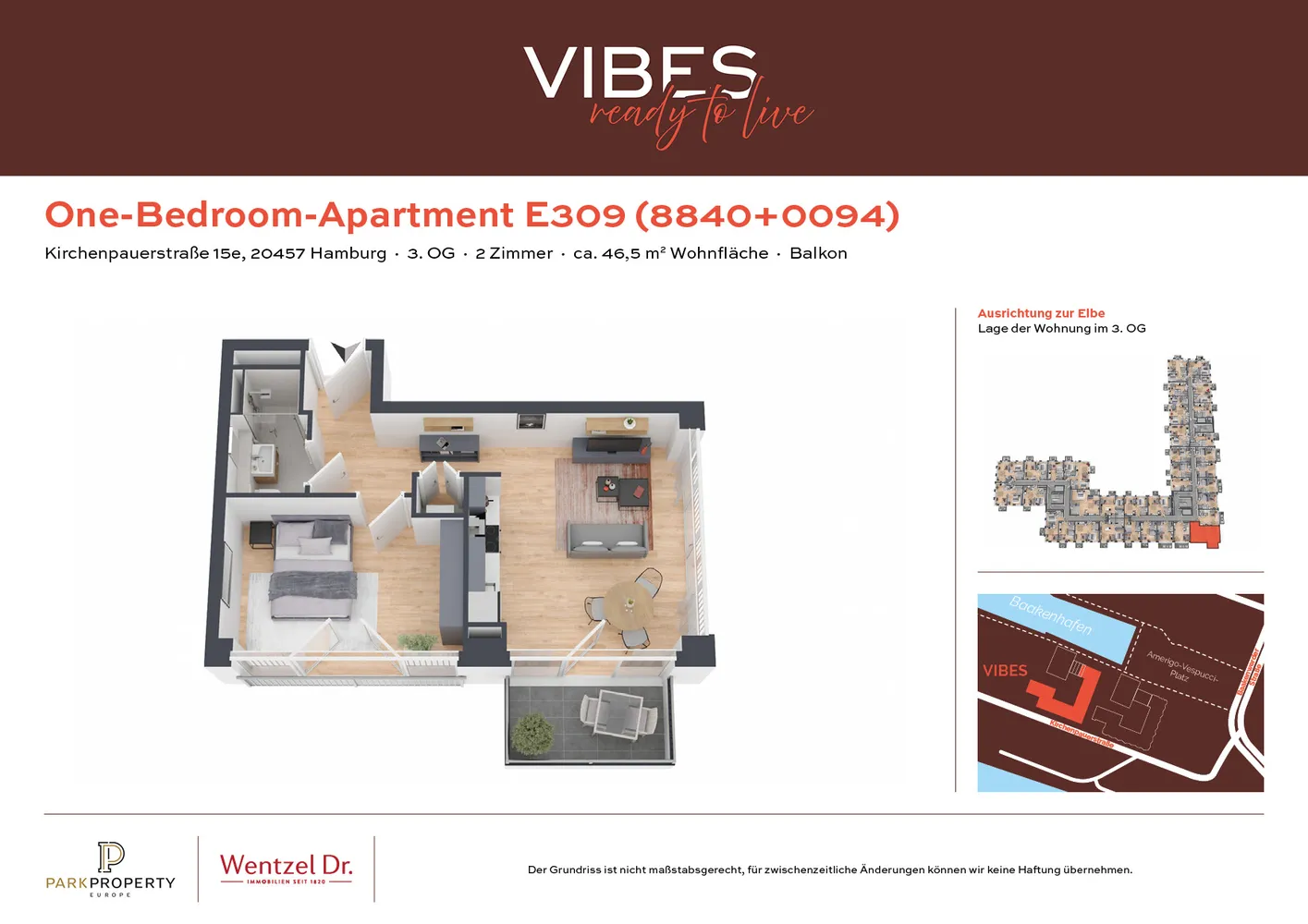 2 Zimmer Wohnung mit 46 m² in Hamburg – Bild 1