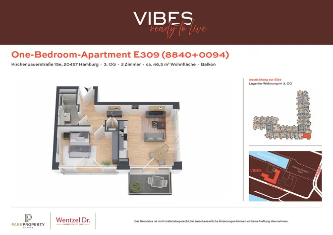2 Zimmer Wohnung mit 46 m² in Hamburg – Bild 1