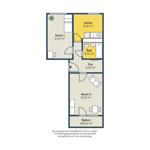 2 Zimmer Wohnung mit 48 m² in Leipzig – Bild 2