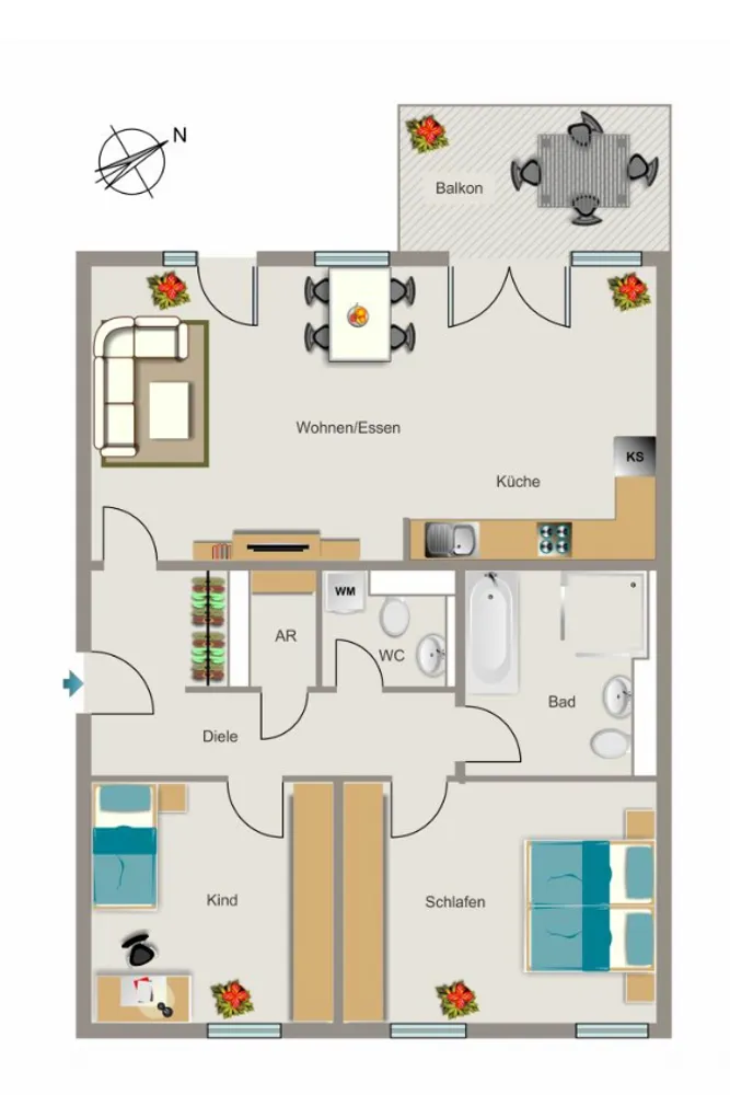 3 Zimmer Wohnung mit 92 m² in Düsseldorf – Bild 1