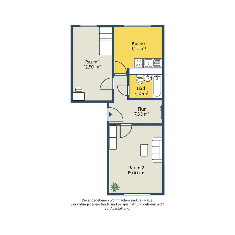 2 room apartment with 46 m² in Leipzig – Photo 2