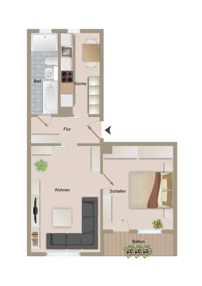 2 room apartment with 48 m² in Chemnitz – Photo 2