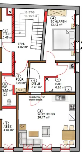 2 Zimmer Wohnung mit 58 m² in Ingolstadt – Bild 3