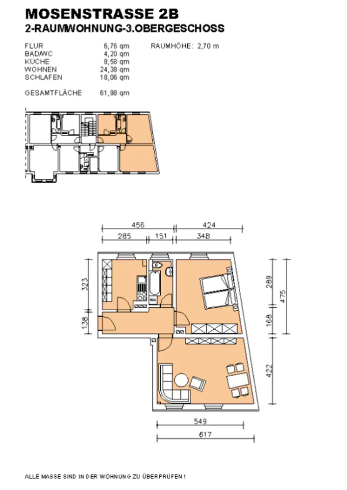 2 room apartment with 62 m² in Dresden – Photo 2