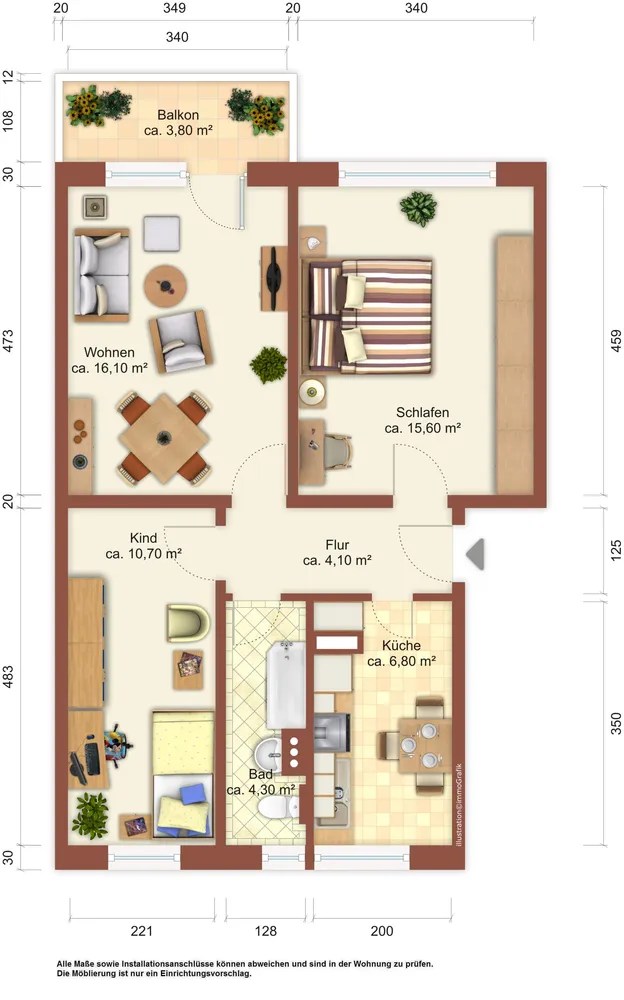 3 Zimmer Wohnung mit 60 m² in Löbau – Bild 2