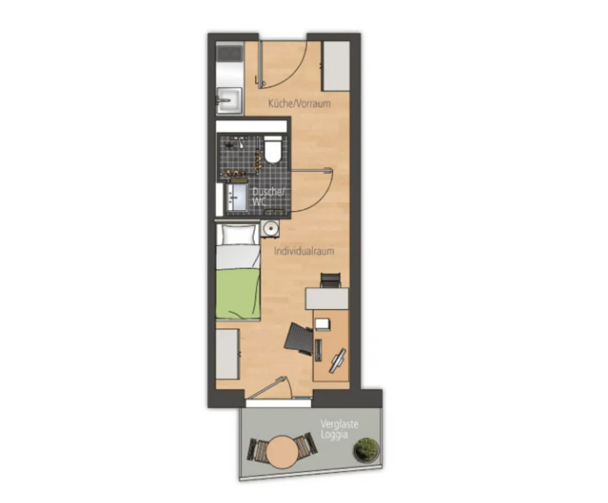 1 Zimmer Wohnung mit 22 m² in München – Bild 4