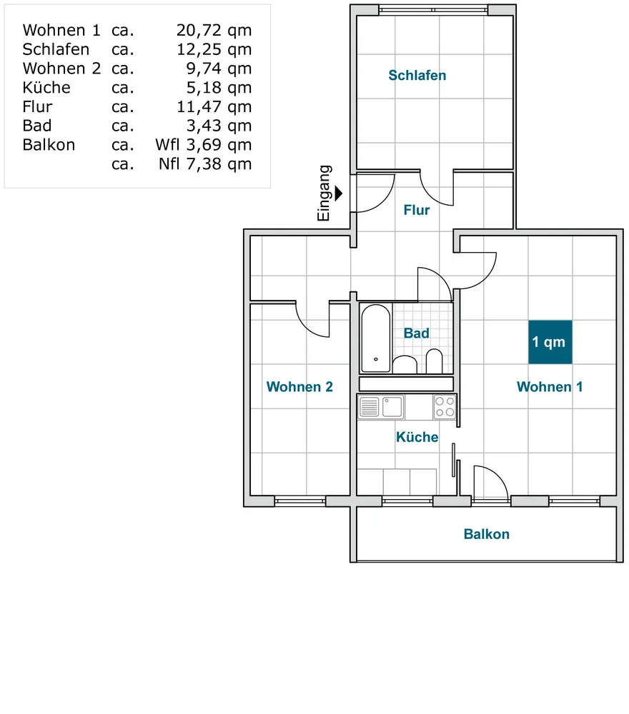 3 Zimmer Wohnung mit 67 m² in Dresden – Bild 3